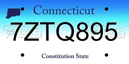 7ZTQ895 Connecticut License Plate