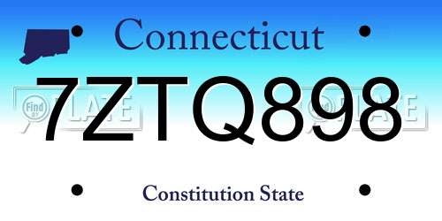 7ZTQ898 Connecticut License Plate