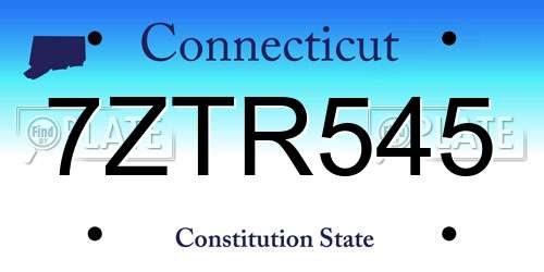 7ZTR545 Connecticut License Plate