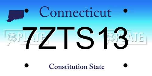 7ZTS13 Connecticut License Plate