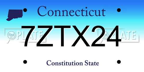 7ZTX24 Connecticut License Plate