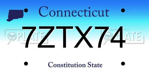 7ZTX74 Connecticut License Plate