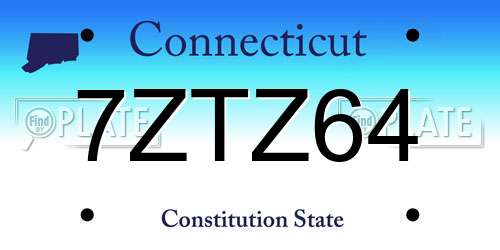 7ZTZ64 Connecticut License Plate