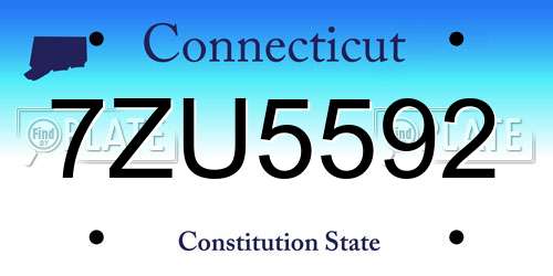 7ZU5592 Connecticut License Plate