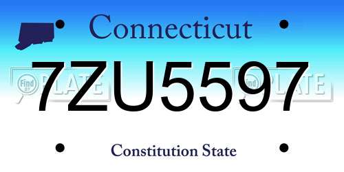 7ZU5597 Connecticut License Plate