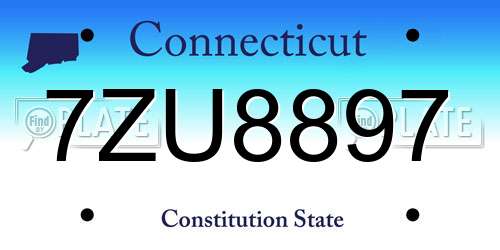 7ZU8897 Connecticut License Plate