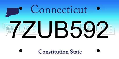 7ZUB592 Connecticut License Plate