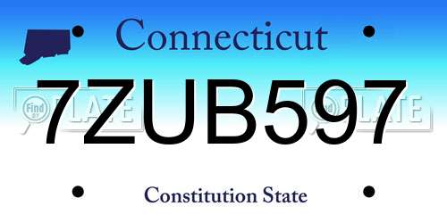 7ZUB597 Connecticut License Plate