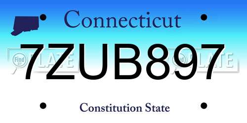 7ZUB897 Connecticut License Plate