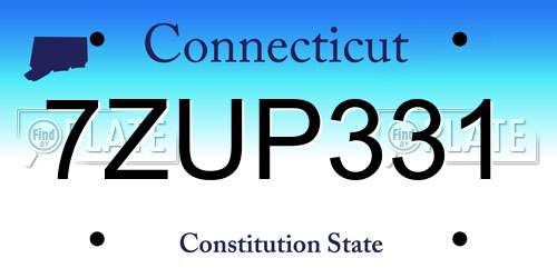 7ZUP331 Connecticut License Plate