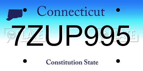 7ZUP995 Connecticut License Plate