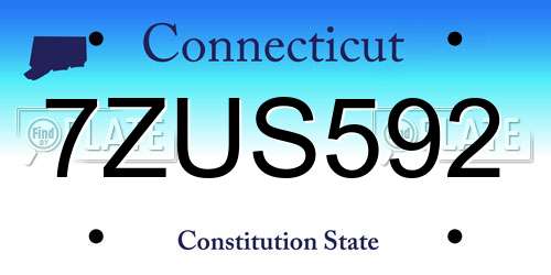 7ZUS592 Connecticut License Plate