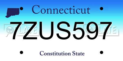 7ZUS597 Connecticut License Plate