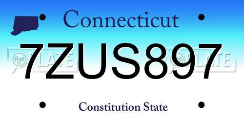 7ZUS897 Connecticut License Plate