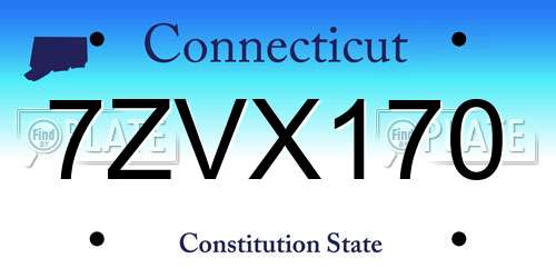 7ZVX170 Connecticut License Plate