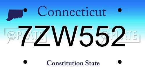 7ZW552 Connecticut License Plate