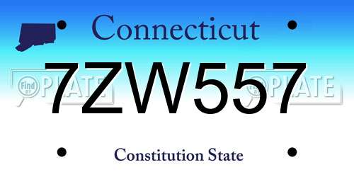 7ZW557 Connecticut License Plate