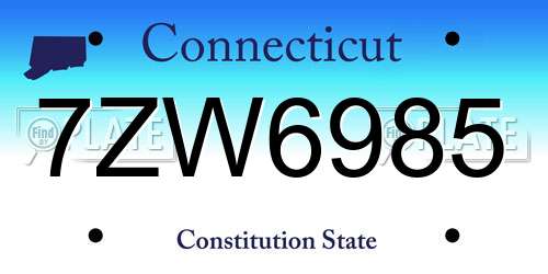 7ZW6985 Connecticut License Plate