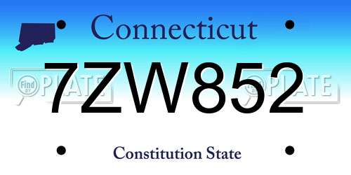 7ZW852 Connecticut License Plate