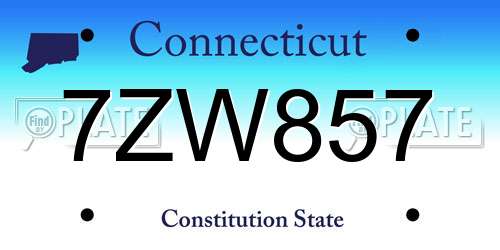 7ZW857 Connecticut License Plate