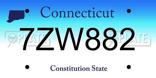 7ZW882 Connecticut License Plate