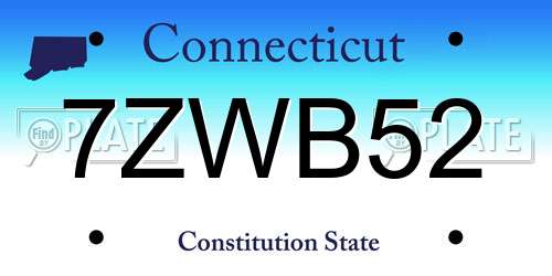 7ZWB52 Connecticut License Plate