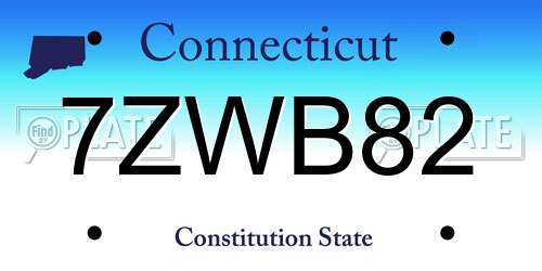 7ZWB82 Connecticut License Plate