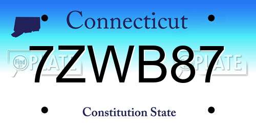 7ZWB87 Connecticut License Plate