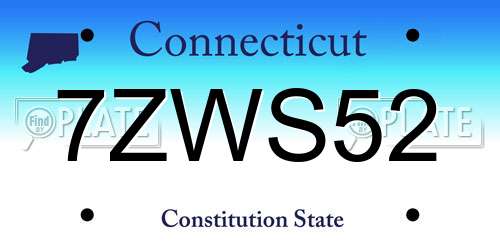 7ZWS52 Connecticut License Plate
