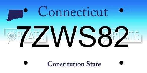 7ZWS82 Connecticut License Plate