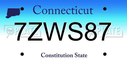 7ZWS87 Connecticut License Plate