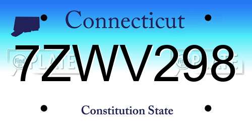 7ZWV298 Connecticut License Plate
