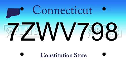 7ZWV798 Connecticut License Plate