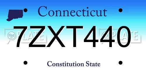 7ZXT440 Connecticut License Plate