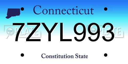 7ZYL993 Connecticut License Plate