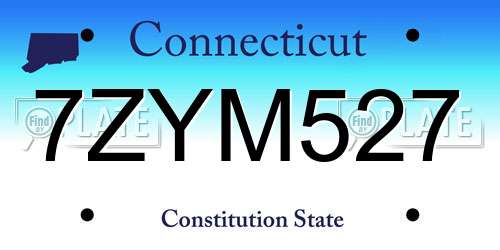 7ZYM527 Connecticut License Plate