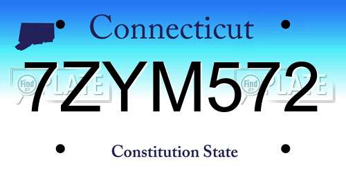 7ZYM572 Connecticut License Plate