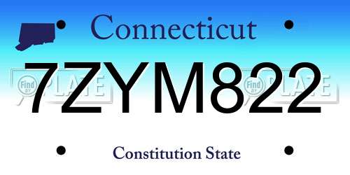 7ZYM822 Connecticut License Plate