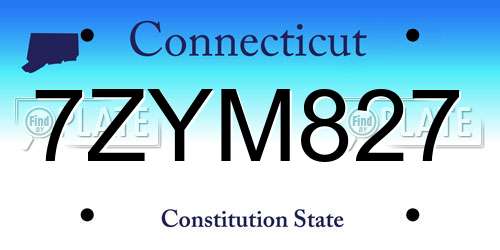 7ZYM827 Connecticut License Plate