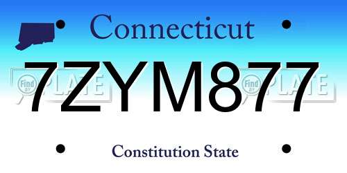 7ZYM877 Connecticut License Plate