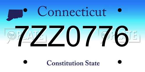 7ZZ0776 Connecticut License Plate