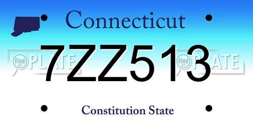 7ZZ513 Connecticut License Plate
