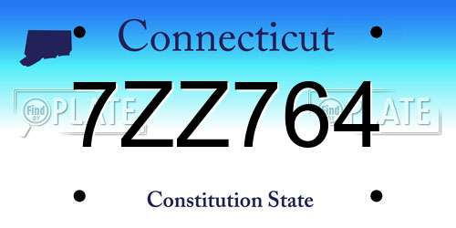 7ZZ764 Connecticut License Plate