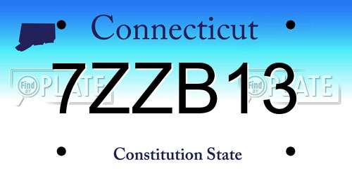 7ZZB13 Connecticut License Plate