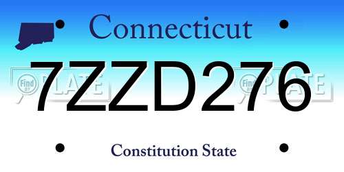 7ZZD276 Connecticut License Plate