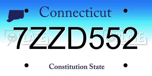 7ZZD552 Connecticut License Plate