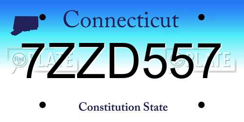 7ZZD557 Connecticut License Plate