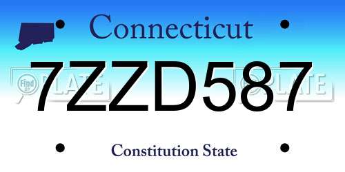 7ZZD587 Connecticut License Plate