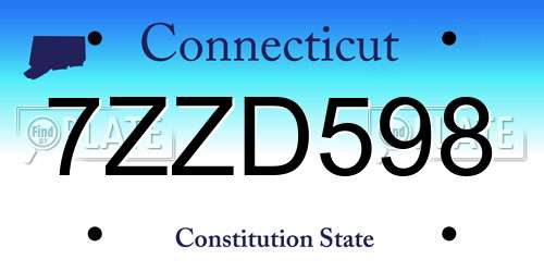 7ZZD598 Connecticut License Plate