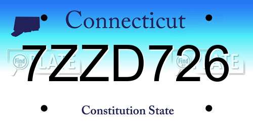 7ZZD726 Connecticut License Plate
